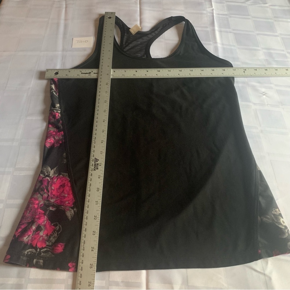 Sports Tunic Tank Gym Yoga Everyday Wear Black Floral Pink Size M - Picture 12 of 13